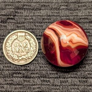 Huge 15/16" Hand-Gathered CAC Red & Orange Slag w/ Cut Line & Tail