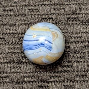 Rare CAC Double Seam Striped Opaque of Dark Blue & Butterscotch on Light Blue Base