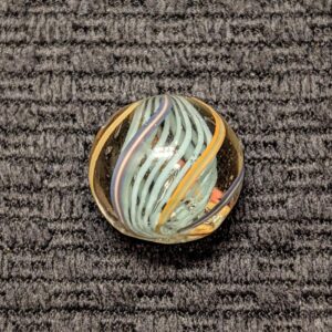 Very VERY RARE BLUE Latticino Swirl w/ 6 Finely Striped 3-Color Ribbons