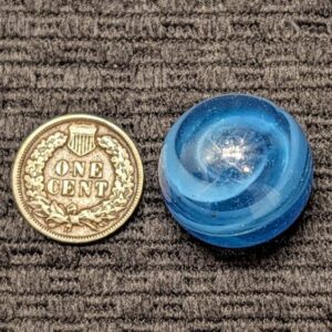 Beautiful Rare 13/16"+ Deep Aqua Glass Greiner with Great Spiral Hand-Gathered Pattern