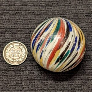 Spectacular Over 1-9/16" 6-Color Clown with Stretched End-of-Day Spots of Pink, Purple, Blue, Yellow, Red & Green!