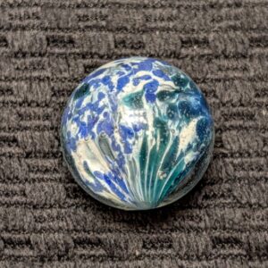Spotted Turquoise & Early Clumpy Blue Single Pontil 13/16"+ End-of-Day w/ Mica, Ghost Panels & Open Cap