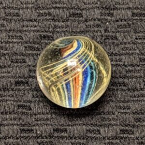 27/32" Razor Thin Ribbon Swirl w/ Striped Pattern of Red, Yellow, White, Cobalt Blue & Turquoise