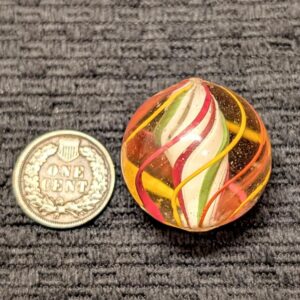 Wet Mint & Large 1-1/16" Bright Solid Core Swirl w/ Citrus Colors!