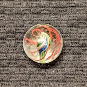 13/16" Brightly Colored Shrunken Solid Core Swirl w/ Jelly Blue & Jelly Green Alternating Panels & Red Cage