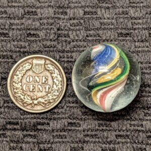 Unusual 13/16"+ Naked Multicolor Naked Solid Core Swirl w/ Many Colors!