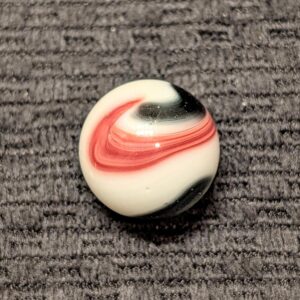 Unusual 3/4" 3-Color Corkscrew with Black & Salmon Red on White