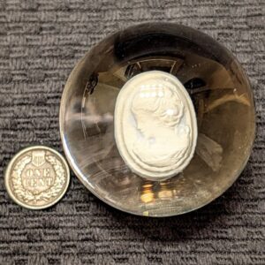 2-1/32" Large Painted Cameo Sulphide in Perfect Wet Mint Condition!