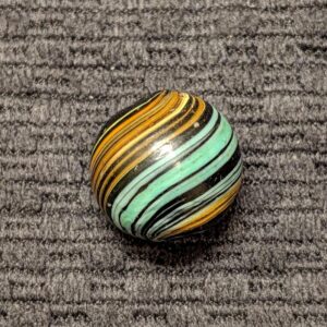 Over 23/32" Shooter Size Colorful Seafoam, Yellow & Rusty Orange 4-Panel Indian Swirl with 80% Coverage!