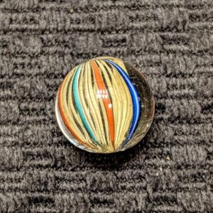 Rare Left Twist Yellow Latticino Swirl w/ a Half Cage of Colorful Ribbons