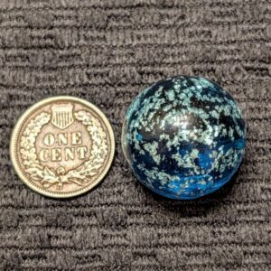 Rare 7/8"- Singe Pontil First-off-Cane Blizzard Cyan Blue Mica