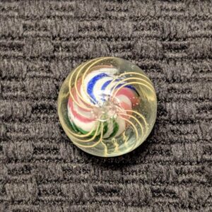 Slightly Lobed Solid Core Swirl w/ 4 Panels of Triple Brightly Colored Raised Stripes