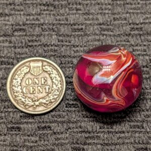 Rare Large 7/8" CAC Red Hand-Gathered Slag With a Wild Design & Wet Mint!