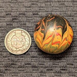 Very Rare & Exceptionally Large 1-1/16" 4-Color Gutta Percha w/ Flower Pattern