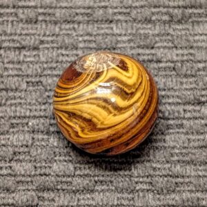 Rare Huge 1" Richly Colored Caramel Swirl w/ Chevron Pattern & Loop