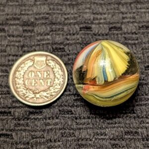 Rare 13/16" Double-Ingot AKRO Sparkler Factory Error of 2 Same-Run Vibrant Colors Combined at a Spectacular 90-Degree Angle into a Single Marble!