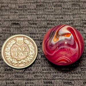 Rare Large Over 13/16" CAC Cherry Red Hand-Gathered Slag w/ Great Pattern & Wet Mint Condition!