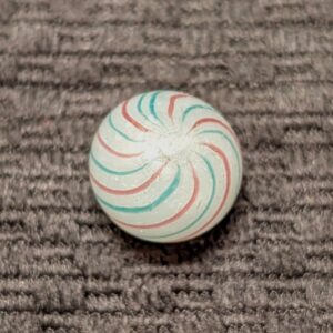 Rare Clambroth with HTF Color Combo of 15 Teal Green & Red Lines Evenly Spaced Around the Surface