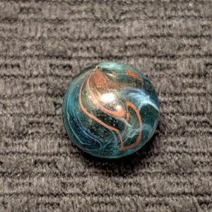 Rare Oxblood, White & Deep Turquoise Early German Hand-Gathered Silas Greiner Marble ~ circa 1840-60