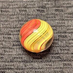 Rare Lobed 2-Panel Bright Joseph's Coat Swirl of Orange & Yellow Panels