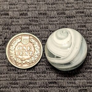 Over 13/16" Very Early Period 1840-60's Greiner with White in Transparent Icy Blue