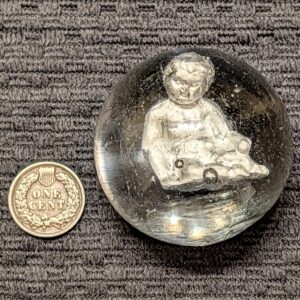 Rare 1-13/16"+ Naked Baby Sulphide in Wet Mint Original Surface Condition w/ Faceted Pontil