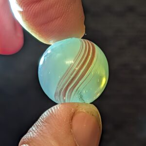Opalescent White Moonie-Like Base Banded Opaque W/ Streaked White Surface Bands - High Mint