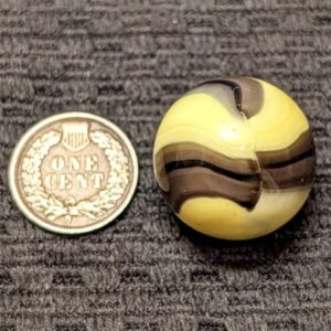 Large 29/32" Marble King Bumblebee w/ a Striking Pattern of Vivid Yellow & Wide Purple Bands w/ a Central Black Stripe!