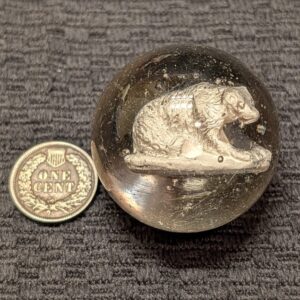 Pristine Uncommon Crouching Bear Sulphide on Haunches, Over 1-1/2", Finely Detailed, Well Centered & Original Surface!